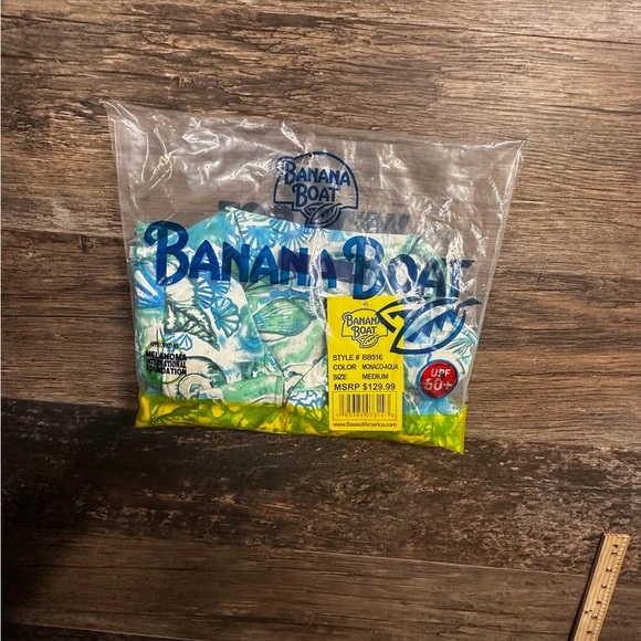 Banana Boat UPF 50+ Long Sleeve Blue and Green Monaco-Aqua Sundress Cover up - Picture 6 of 7